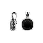 Elegant Sterling Silver pendant featuring cushion-cut Black Onyx with Cubic Zirconia accents